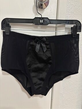 Vintage pin-up Hustler Black sheer High Waist panty cute cut out back large NWOT